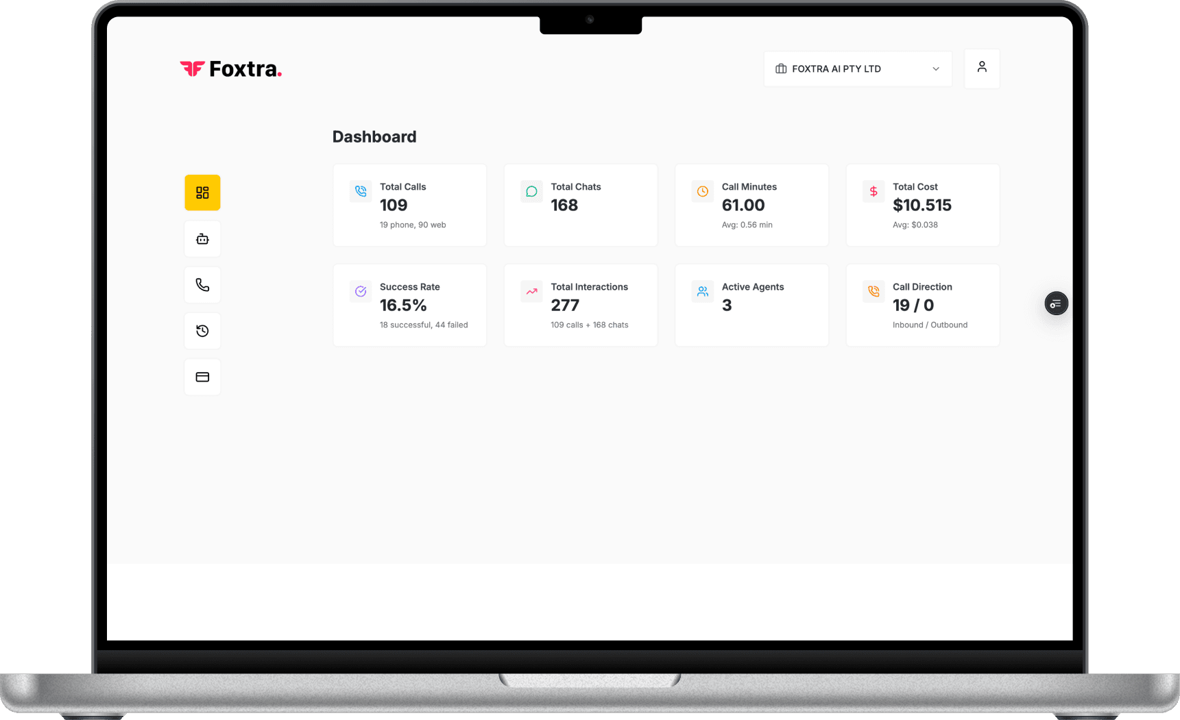Foxtra dashboard