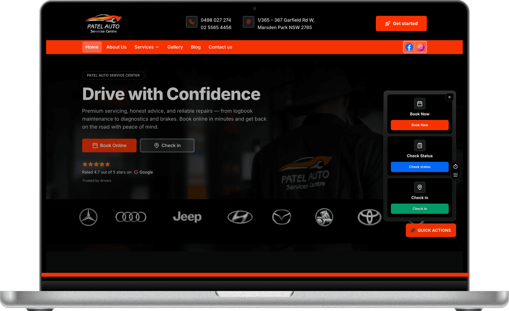Patel Auto Services Centre website